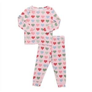 NEW PINK CHICKEN girls' pajama set in pink small hearts